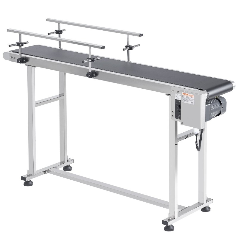 Moottoroitu PVC-kuljetinhihna 201-ruostumaton teräsrunko 1498 x 399 mm antistaattinen portaaton nopeudensäätö