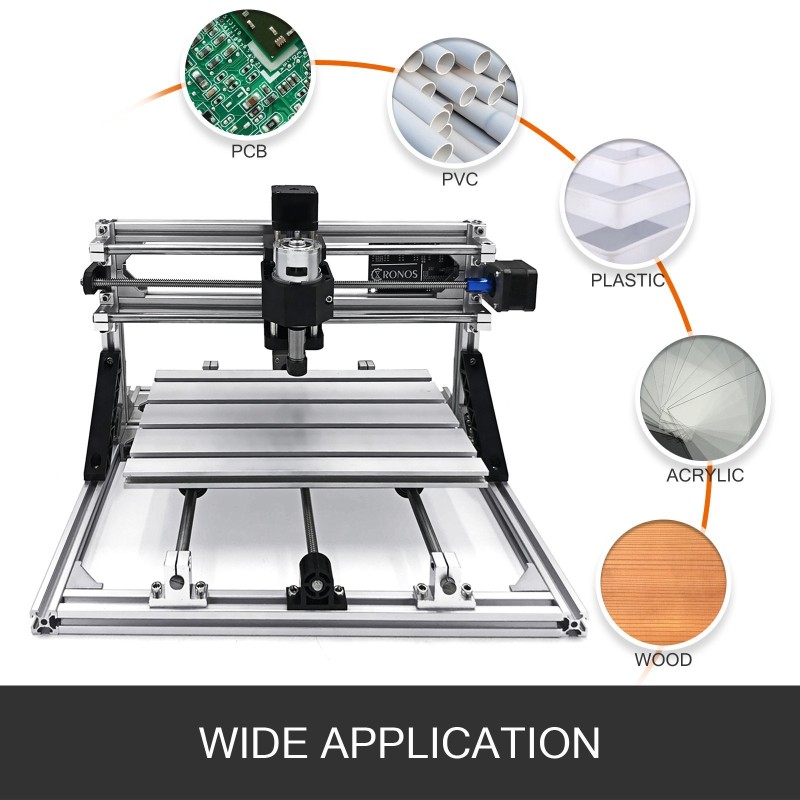 3-akselinen CNC-kaiverruskone alumiiniseosrunko 300 x 180 x 45 mm työalue GRBL-ohjainkortilla