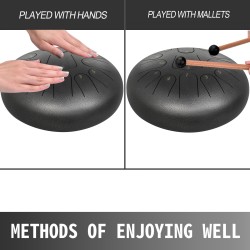 Teräskielirumpu teräs-titaani-seos 12-tuumainen 13-sävelinen C-duuri tummanharmaa sisältää kapulat telineen ja pehmustetun