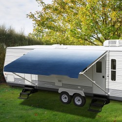 Markiisikankaan vaihtokangas kestävä 15oz vinyyli 524 x 240 cm liuskesininen käsikäyttöisiin asuntovaunuihin