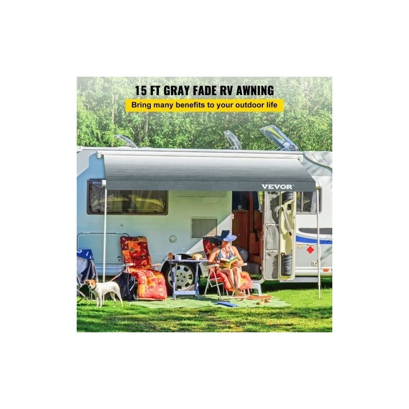 Vaihtomarkiisikangas matkailuautoon 15oz vinyylikangas 433x240 cm harmaa liukuväri