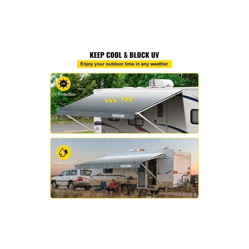 Vaihtomarkiisikangas matkailuautoon 15oz vinyylikangas 433x240 cm harmaa liukuväri