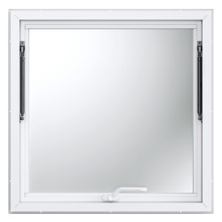 Myyntiluukku alumiiniseosrunko 915x915 mm asennuskoko 85 asteen avautumiskulma sinkityt osat sopii ruokavaunuihin