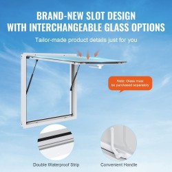 Myyntiluukku alumiiniseosrunko 915x915 mm asennuskoko 85 asteen avautumiskulma sinkityt osat sopii ruokavaunuihin