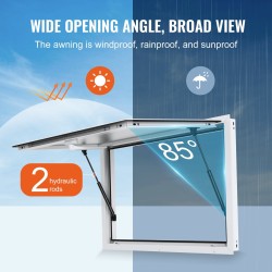 Myyntiluukku ruokavaunuille ja myyntikojuille 915x610 millimetriä alumiiniseosrunko avautuu 85 astetta