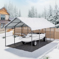 Metallinen autokatos galvanoitu Q195 teräsrunko 3,6x6 m irrotettavat PE-sivuseinät