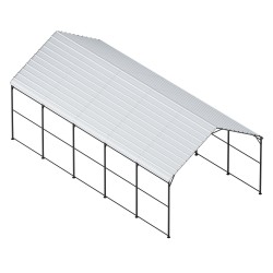 Metallinen autokatos galvanoidusta teräksestä 4x8x3,15m irrotettavilla sivuseinillä