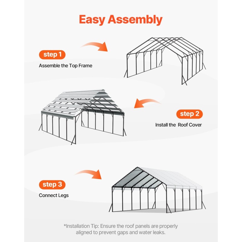 Metallinen autokatos 5,8×7,45×3,77m teräsrunko polyeteenikate irrotettavat sivuseinät