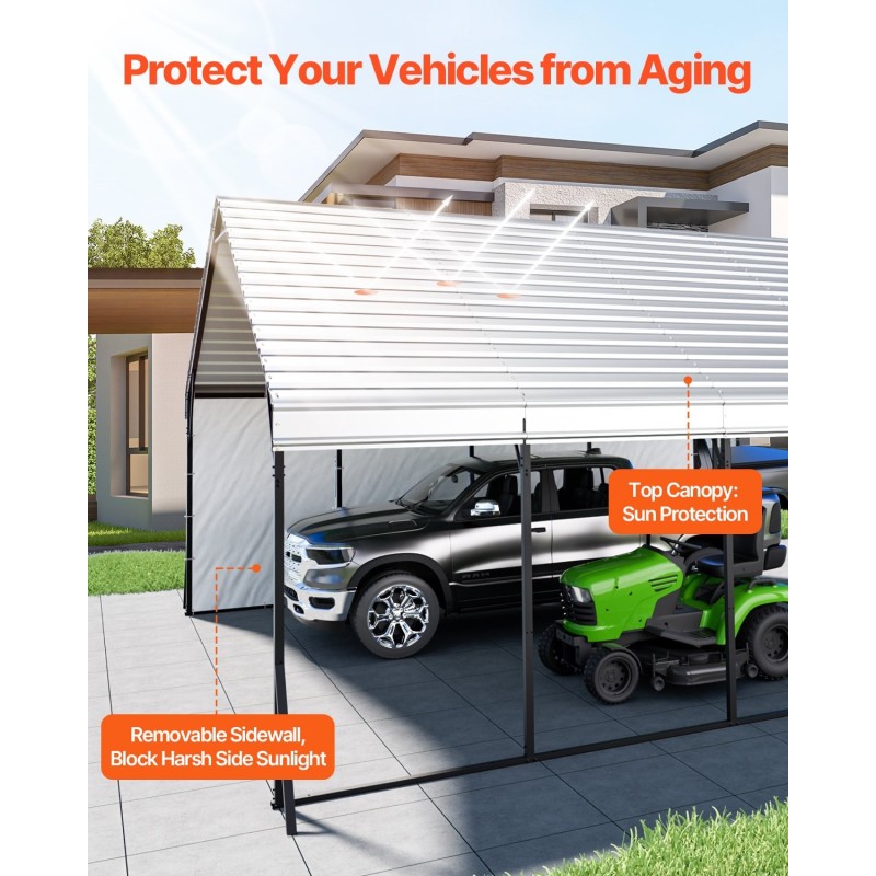 Metallinen autokatos 5,8×6×3,77 m teräsrunko PE-katto irrotettavat sivuseinät