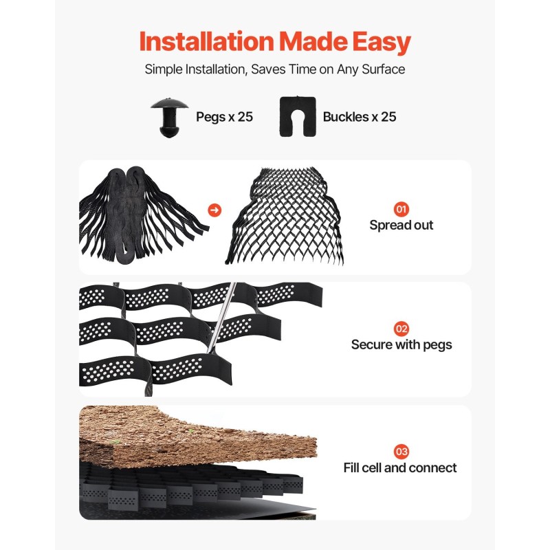 Soramoduuli 75 mm syvä 5200×2700 mm läpäisevä kennorakenne ajoneuvopysäköintiin