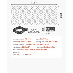 Soramoduuli 75 mm syvä 5200×2700 mm läpäisevä kennorakenne ajoneuvopysäköintiin