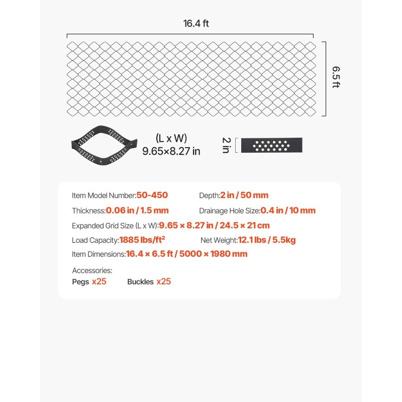 soraritilä 50 mm syvä 5000×1980 mm läpäisevä ajoteille ja pihoille