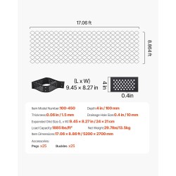 Sora ja nurmiruudukko 100 mm syvyys 5200 x 2700 mm läpäisevä