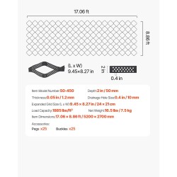 Läpäisevä soraverkko 50 mm 5200 x 2700 mm ajoteille ja pysäköintiin