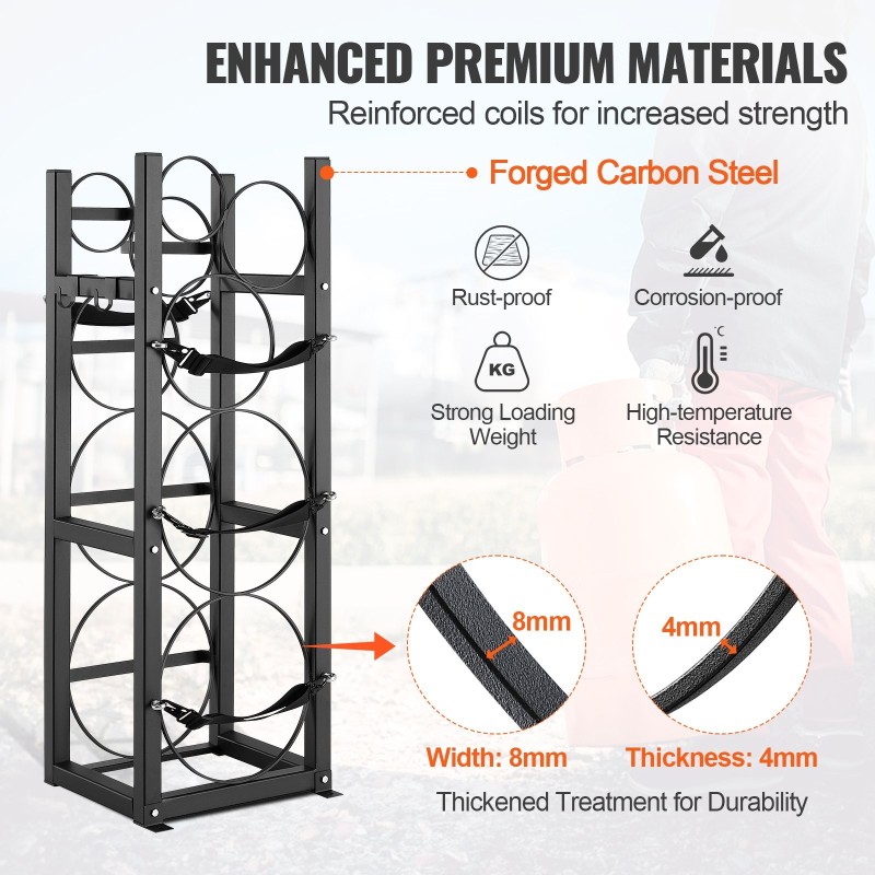 Sylinteriteline hiiliterästä 325×330×928 mm kolmitasoinen 5 säiliölle jauhemaalattu