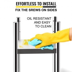 Riisinlämmittimen jalusta ruostumatonta terästä 35,6 x 35,6 cm pyörillä ja kahdella hyllyllä