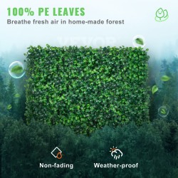 Keinotekoinen puksipuupaneelisetti 24 kpl 50x50 cm polyeteeni vihreä sisä ja ulkokäyttö