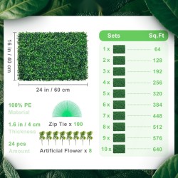 Keinotekoinen puksipaneeli polyeteeniä 60 x 40 cm 24 kpl