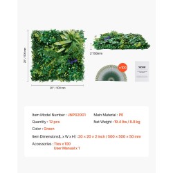 Keinotekoiset PE nurmipaneelit 12 kpl 500×500×50 mm sisä- ja ulkokäyttöön