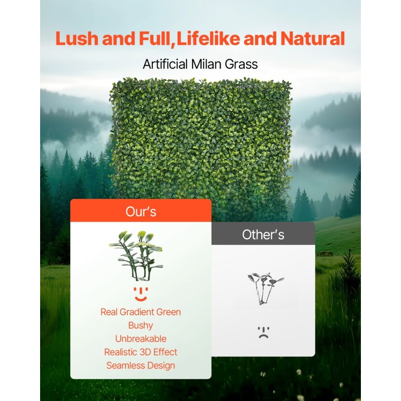 Keinotekoinen nurmiseinäpaneeli PE 3000 x 1000 mm vihreä sisä- ja ulkokäyttöön