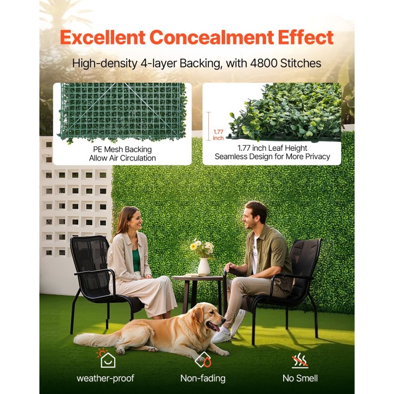 Keinotekoinen nurmiseinäpaneeli PE 3000 x 1000 mm vihreä sisä- ja ulkokäyttöön