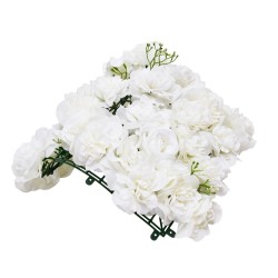 3D kukkaseinäpaneelit polyeteeni 38 x 38 cm 24 kpl valkoinen häät ja juhlat