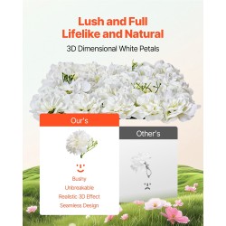 3D-kukkaseinäpaneelit polyeteeni 38 x 38 cm 24 kpl valkoinen häät ja juhlat