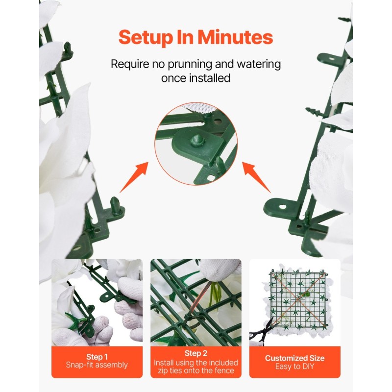 3D-kukkaseinäpaneelit polyeteeni 38 x 38 cm 24 kpl valkoinen häät ja juhlat