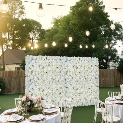 3D-kukkaseinäpaneelit polyeteeni 38 x 38 cm 24 kpl valkoinen häät ja juhlat