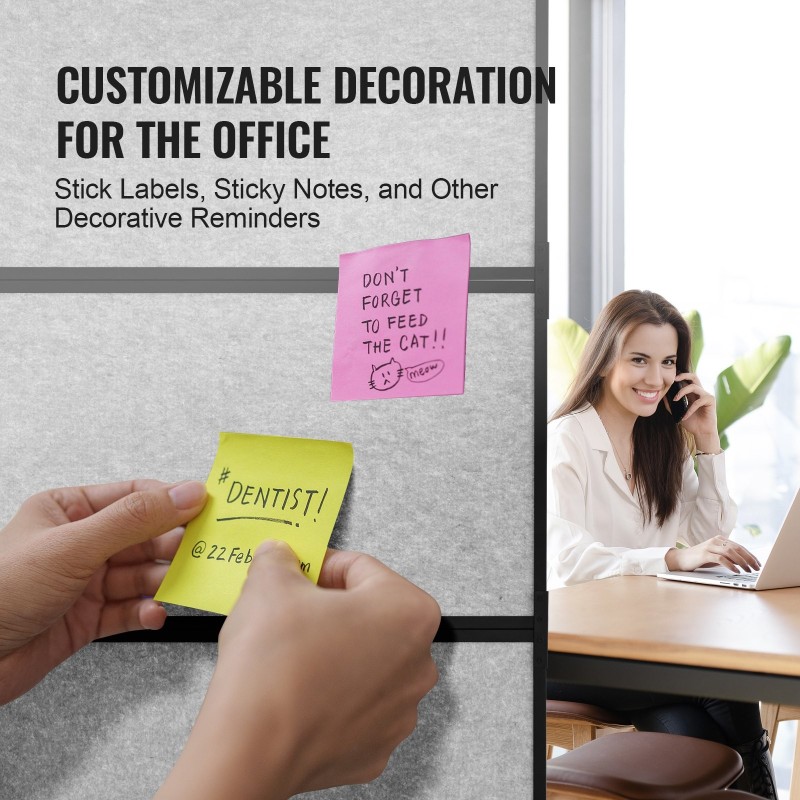 Akustinen 2-paneelinen tilanjakaja PET-äänieristeellä vaaleanharmaa korkeus 1860 mm