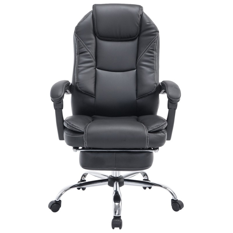 Klassinen toimistotuoli säädettävällä jalkatuella ja keinonahkapäällisellä