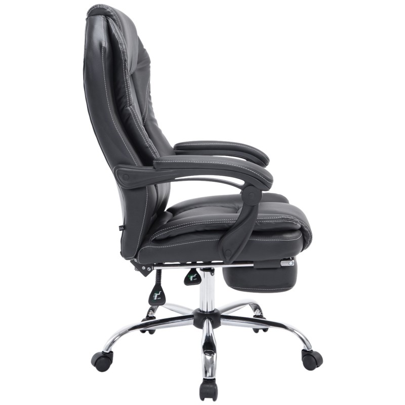 Klassinen toimistotuoli säädettävällä jalkatuella ja keinonahkapäällisellä