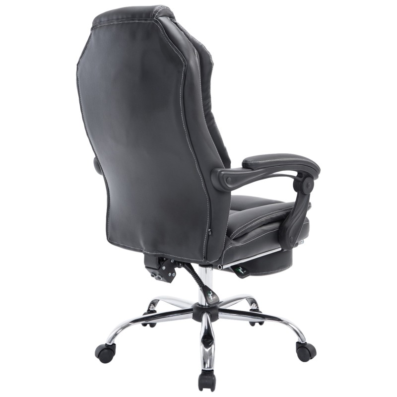 Klassinen toimistotuoli säädettävällä jalkatuella ja keinonahkapäällisellä