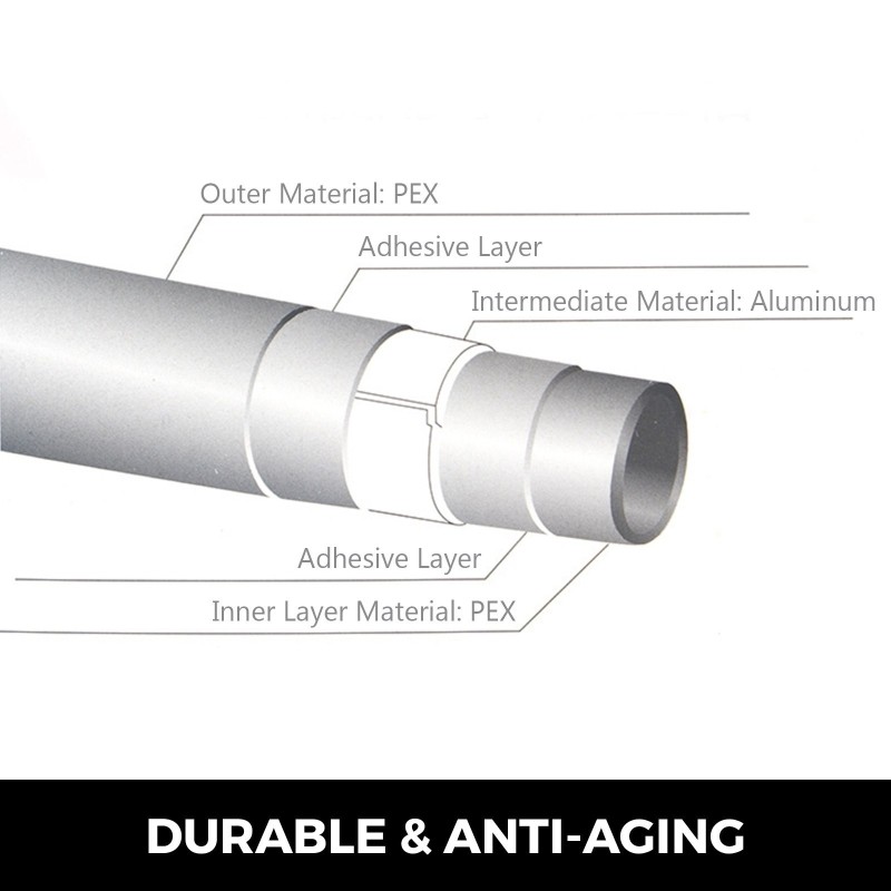 PEX-AL-PEX-putki 12 mm 300 m valkoinen hapenesto sisäalumiinikerros lattialämmitykseen