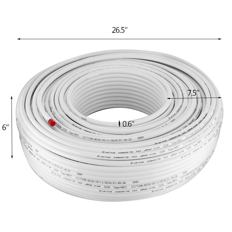 PEX-AL-PEX-putki 12 mm 300 m valkoinen hapenesto sisäalumiinikerros lattialämmitykseen