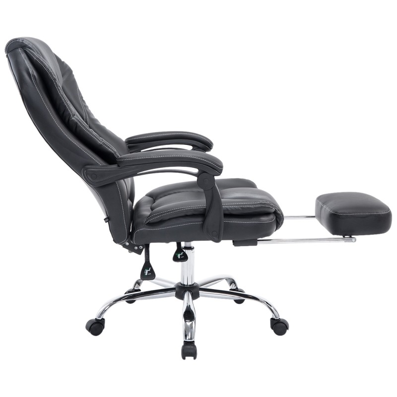 Klassinen toimistotuoli säädettävällä jalkatuella ja keinonahkapäällisellä