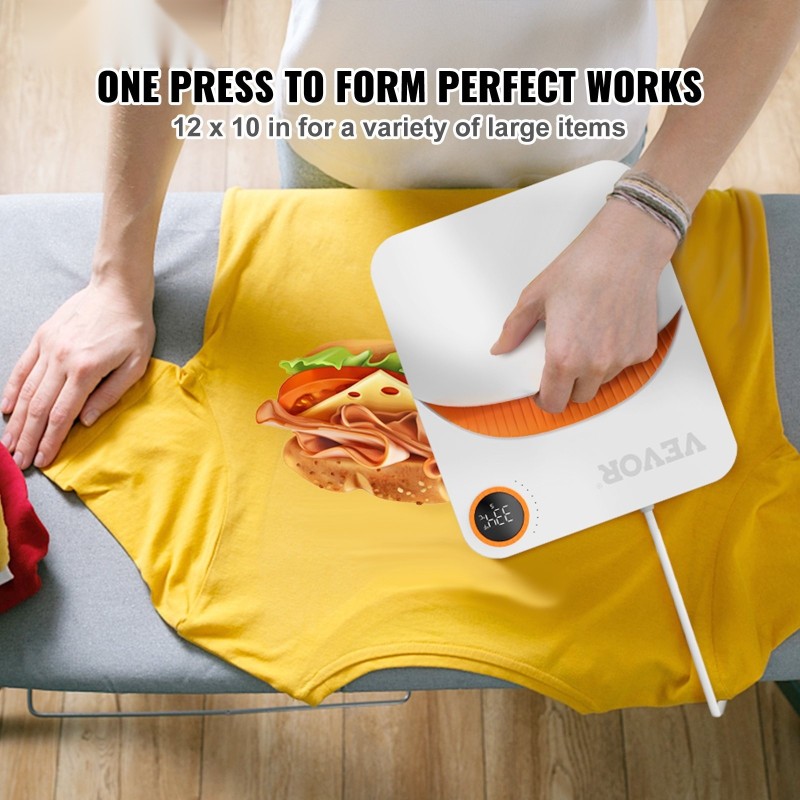 Lämpöpuristin 30x25 cm PTFE-pinnoitetulla levyllä tekstiilien personointiin