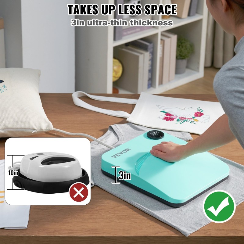 Lämpöprässi tekstiileille 30x25 cm PTFE-pinnoitettu kannettava T-paidoille