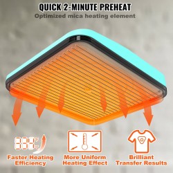 Kompakti PTFE-pinnoitettu lämpöprässi 22,8×22,8 cm T-paitoille ja tekstiileille