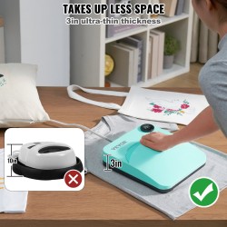 Kompakti PTFE-pinnoitettu lämpöprässi 22,8×22,8 cm T-paitoille ja tekstiileille