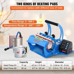 Mukiprässi kahdella alustalla 11,5 cm ja 22 cm sylinterimukeille LCD-paneeli silikageelimatto