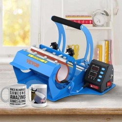 Mukiprässi kahdella alustalla 11,5 cm ja 22 cm sylinterimukeille LCD-paneeli silikageelimatto