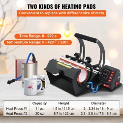 Mukiprässi teräsrungolla silikageelimatolla 11,5 cm ja 22 cm puristimilla värillisellä näyttöpaneelilla
