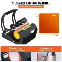 Mukiprässi teräsrungolla silikageelimatolla 11,5 cm ja 22 cm puristimilla värillisellä näyttöpaneelilla