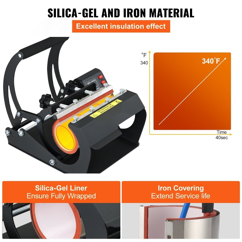 Mukiprässi teräsrungolla silikageelimatolla 11,5 cm ja 22 cm puristimilla värillisellä näyttöpaneelilla