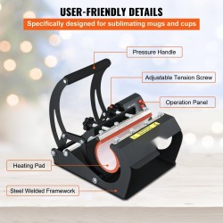 Mukiprässi teräsrungolla silikageelimatolla 11,5 cm ja 22 cm puristimilla värillisellä näyttöpaneelilla