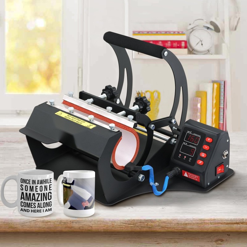 Mukiprässi teräsrungolla silikageelimatolla 11,5 cm ja 22 cm puristimilla värillisellä näyttöpaneelilla