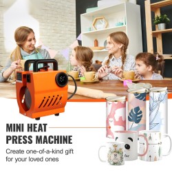 Pieni mukilämpöpuristin keraamisille ja teräsmukeille digitaalinen ajastin sopii 8,2–8,7 cm halkaisijalle