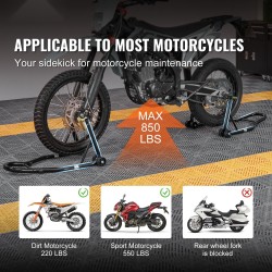 Moottoripyöräteline teräsrunko etu- ja takateline säädettävä 0,39 tonnia