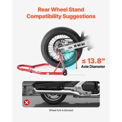 Moottoripyörän takapyöräteline teräs 850 paunan kantavuus kompaktit mitat punainen